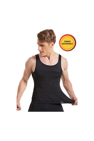 Erkek Korse Atlet Göbek Sıkılaştırıcı Toparlayıcı Korse İkili Set Beyaz - Siyah