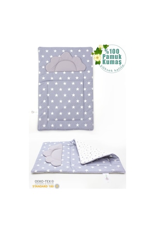 Mordesign Bebek Alt Açma Minderi, Yıkanabilir, Elyaf Dolgulu Alt Değiştirme Pedi, Yıldız Serisi, Gri Zg271-8