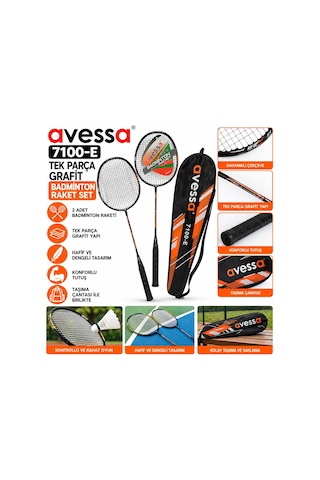 Avessa 7100-e Grafit Badmington Raketi Seti