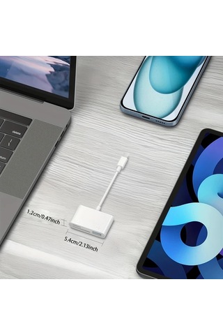 Willowhaven 3 İn 1 Usb C Hizli Adaptor Set Beyaz Sd Tf Okuyucu Ve Lightning Baglantili