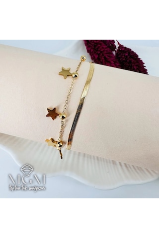 Mepa Gold Çelik Bileklikler 16+5 Cm Uzatma Payı - Kbl0132 Najmaddin Altın