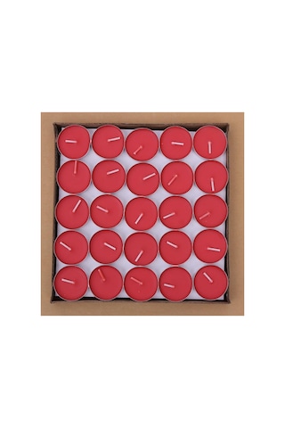 Kırmızı Dekoratif Kokusuz Tealight Mum Tea Light Mum 50 Adet Mum & Kandil Kırmızı