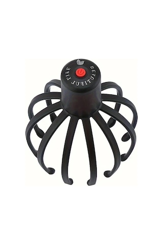 Elmpaly Siyah 3 Seviye Titreşimli Elektrikli Ahtapot Kafa Masajı Cihazı Led Kırmızı Işık Usb Şarj siyah