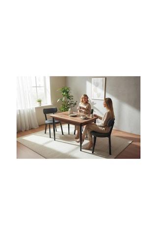 Efe Mobilya T-6012 4 Kişik Yemek Masası Ve Atrasit Sandalye Takımı Mutfak Salon Restorant Cafe Otel Kullanımına Uygundur. Antrasit