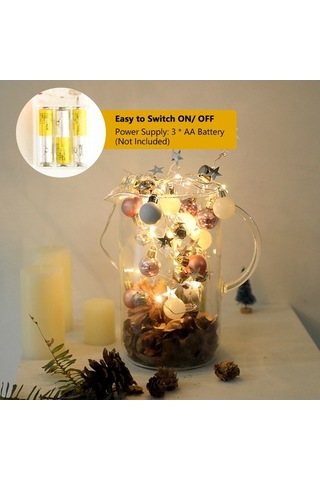 Novahub Noel Led Işık Zinciri, Pembe-beyaz, 20 Led, Pil İle Çalışan, Sıcak Beyaz, 2m Uzunluk, Çeşitli Modeller Diğer