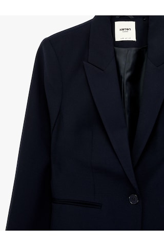 Koton Düğmeli Cepli Geniş Yaka Krep Blazer Ceket Lacivert 6sak50039uw Lacivert