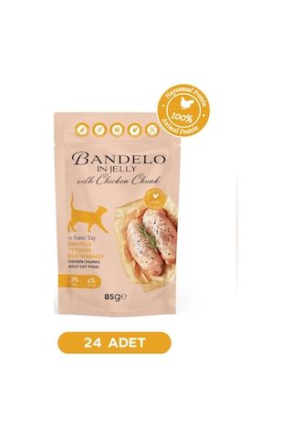 Tavuklu Yetişkin Kedi Yaş Maması - Jöle İçinde %100 Hayvansal Proteinli Düşük Yağlı, 85 Gr X 24 Adet