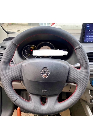 Fluence Araca Özel Direksiyon Kılıfı Boş Paket Düz Nokta Kırmızı Siyah