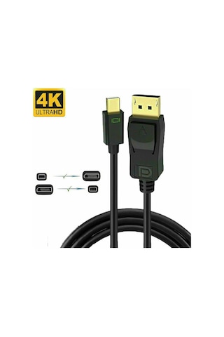 Wozlo Mini Display Port to Display Port Kablo 4K 60Hz Thunderbolt 2 Kablosu 3 M