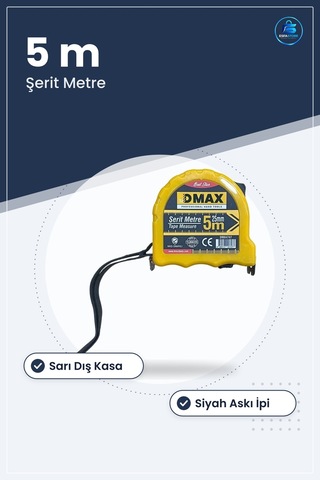 Şerit Metre 5 M 25 Mm Bant Genişlikli Manuel El Aleti Sarı Dış Ka