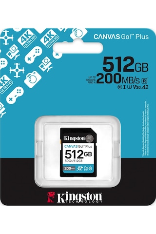 Kingston Sdcg4-512gb 512gb Microsdxc Canvas Go Plus Gen4 200mb-s A2 U3 V30 Card + Adp Hafıza Kartı
