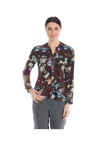 Bulalgiy Kadın Bordo Çiçek Baskılı Gömlek - Bga843637