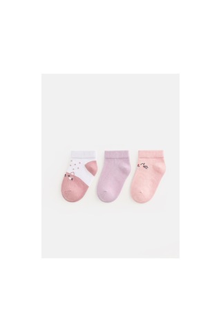 Lc Waikiki Alıta Cıty Farkıyla Pembe Desenli 3'lü Paket Kız Çocuk Patik Çorap Pembe - 931235759 Pembe