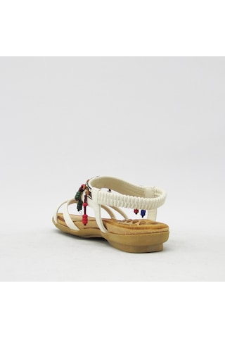GUJA BLG22Y154 BEYAZ KIZ ÇOCUK ARKADAN LASTİKLİ BONCUKLU SANDALET Beyaz