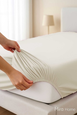 Tek Kişilik Düz Penye %100 Pamuklu Lastikli Çarşaf 100x200 Cm Newsheet Ekru Renkli