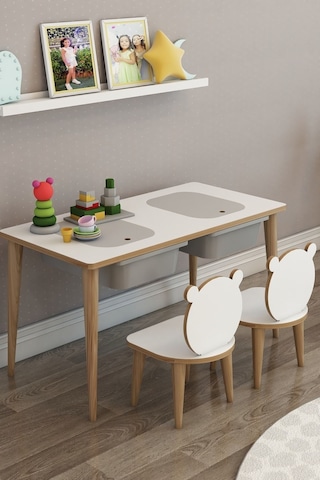 Moniev Çocuk Oyun Etkinlik Çalışma Masası Aktivite Masası Gri Gri