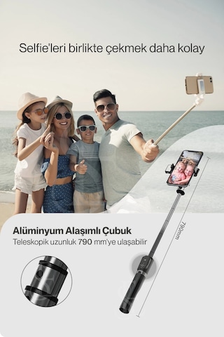 Led Işıklı Selfie Çubuğu Bluetooth Kumandalı Kablosuz Tripot Selfie Monopod Selfie Stick Pembe