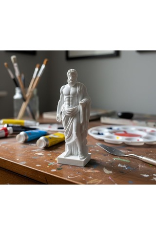 Tr Housetrend Dekoratif Biblo Figür, Yunan Tanrı Heykeli Figürin Modern Tasarım, Mini Masa Süsü, Beyaz, Ofis V Diğer