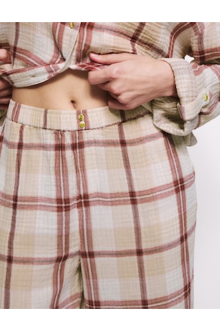 Marks & Spencer Saf Pamuklu Kareli Pijama Takımı T37002179J Pembe