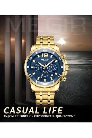 Megır 2068 Tüm Fonksiyonları Aktif Erkek Kol Saati Sarı