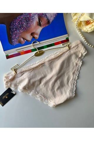 Arlet Kadın Pamuklu Rahat Günlük Kullanım Dantelli Slip/külot Li Krem