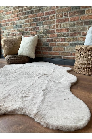 Saraz Halı Tavşan Tüyü Post Peluş Ultra Yumuşak Post Puffy Kum Beji