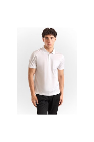 Süvari Beyaz Regular Düz Baskısız Düz Fermuarlı Polo Yaka Tişört Ts1014000442-bey