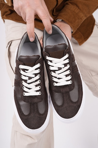 Muggo Logan Kalın Taban Bağcıklı Erkek Günlük Sneaker Spor Ayakkabı Kahverengi