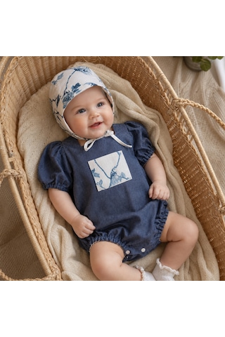 Bebe Bebek Tulumu Karpuz Kollu Açık İndigo