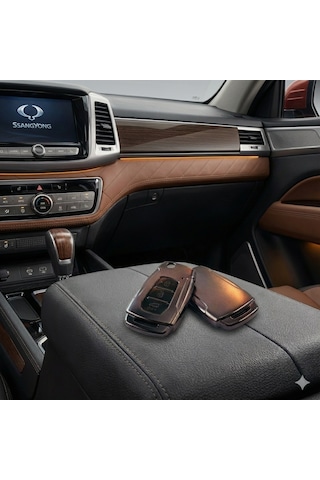 Torres Musso Korando Uyumlu Smart 3 Buton Silikon Oto Anahtar Kumanda Kabı Kılıf Gri