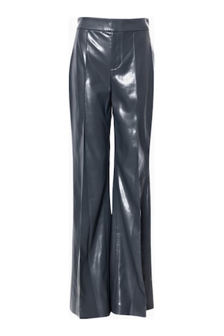 Alice And Olivia Dylan Vegan Deri Geniş Paça Pantolon Koyu Gri