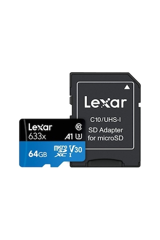 Lexar High Performance 633X 64 GB MicroSDXC Class 10 V30 UHS-I Hafıza Kartı + Adaptör