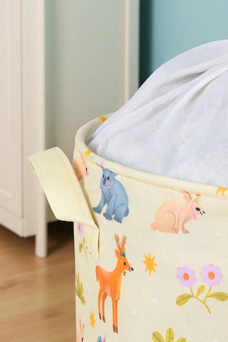 İronika Animals Büzgülü Sepet Oyuncak Çamaşır Havlu Sepeti Yuvarlak Temiz Kirli Çamaşır Sepeti Sarı