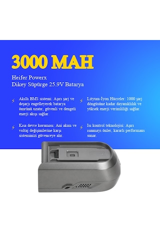Heifer Powerx Dikey Süpürge 3000 Mah Batarya