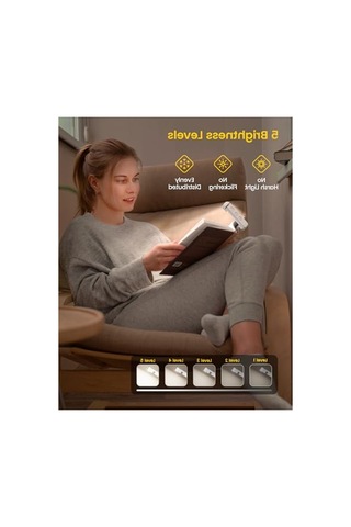 Kitap Işığı, 3 Renk Ve 5 Parlaklık Ayarı İle Taşınabilir Okuma Işığı 10 Parça Siyah