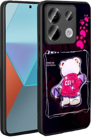 Goocamp Redmi Note 13 Pro 5g Kılıf Parlayan Kabartmalı İkonik Figürlü Amas Silikon K Siyah