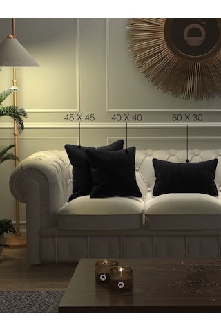 Br Yakamoz Siyah Kırlent , Yastık Kılıfı Kadife Görünümlü Velvet Touch Serisi Siyah
