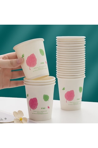 Cbtx 250 Ml Tek Kullanımlık Kağıt Bardak Kalınlaşmış Odun Hamuru Su Bardağı Kırmızı Yaprak