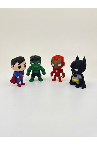 Süper Kahraman Oyuncak Figürleri 4adet Superman Batman Hulk Ironman 7cm Marvel