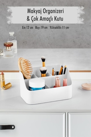 Beyaz Makyaj Kutusu & Kozmetik Organizeri & Çok Amaçlı Kutu Siyah