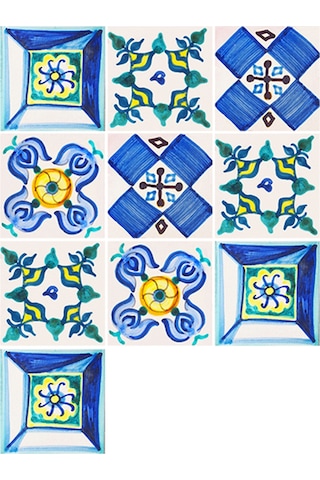 Wezone Klasik Tarzlı Otomatik Yapışkan Duvar Çini Sticker'ları 20x20cm 10 Adet - Ev Dekorasyonu İçin Kolay Kurulum