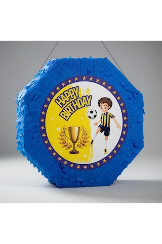 Pinyata Sarı Lacivert Sopalı 42 Cm Doğum Günü Parti Oyunu Seti Çok Renkli