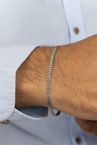 Zırh Motif Gümüş Erkek Bileklik -8411 Gümüş