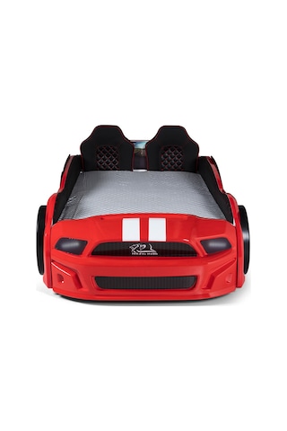 Kırmızı Arabalı Yatak Kapıları Açılan Mustang Full Ledli Kumandalı Ve Müzikli + Ortopedik Yatak
