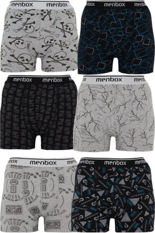 Deddix Menbox 6'lı Desenli Likralı Klasik Erkek Boxer KARIŞIK