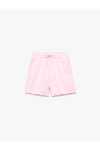Koton Slim Fit Beli Bağcıklı Cepli Simli Mini Şort Pembe 6sal40139ık Gül
