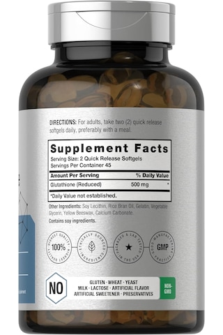 Horbaach Glutathione 500mg Per Serving 90 Liposomal Softgels Aromasız