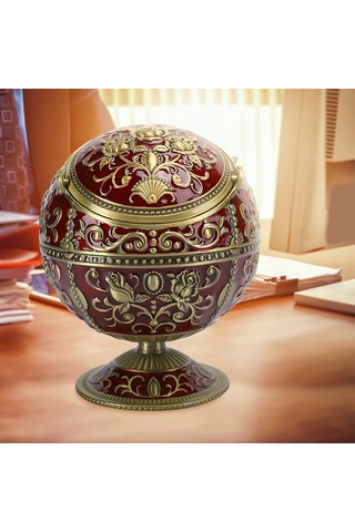 Moveevo Vintage Zinc Alloy Kuş Reliefli Ev Hotel Dekorasyonu Multifonksiyonel Kapaçklı Toprak Küresi Sigara Tepsisi