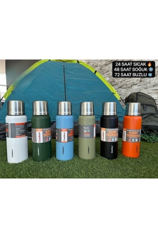 1 Litre Çift Katlı Çelik Termos-24 Saat Sıcak, 48 Saat Soğuk, Kamp, Piknik, Ofis, Seyahat Turkuaz