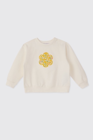 Panço Liberty Kumaş Kız Bebek Aplikeli Ekru Sweatshirt Krem